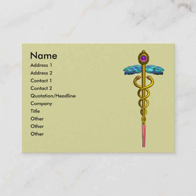 Carte De Visite CADUCÉE, améthyste or vibrant (Devant)