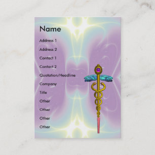 Carte De Visite CADUCÉE D'OR, DOCTEUR ; SERVICE MÉDICAL, Teal