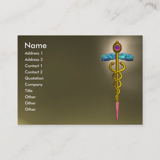 Carte De Visite CADUCEUS AGATE, vif rose rose violet gris doré (Devant)