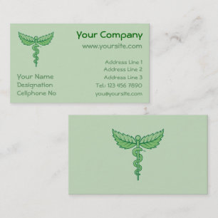 Carte De Visite Caduceus avec feuilles