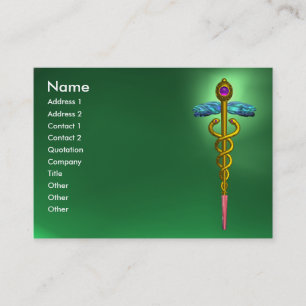 Carte De Visite CADUCEUS, JADE VERT or dynamique améthyste rose