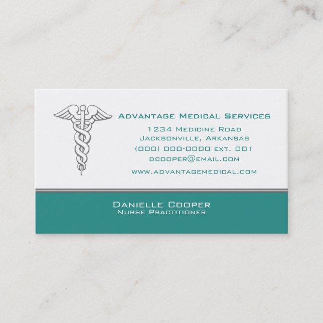 Carte de visite Caduceus, Turquoise (Devant)