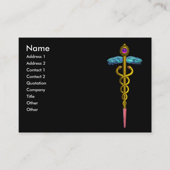 Carte De Visite CADUCEUS, vif or rose rose noir (Devant)