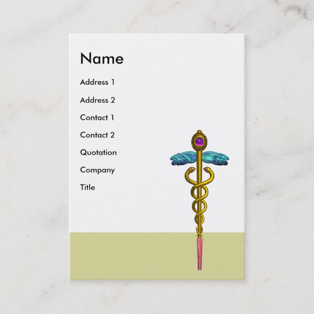 Carte De Visite CADUCUS, améthyste aurifère dynamique (Devant)