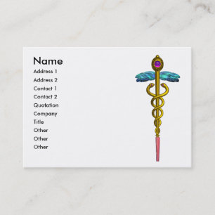 Carte De Visite CADUCUS, améthyste or vibrant, noir blanc