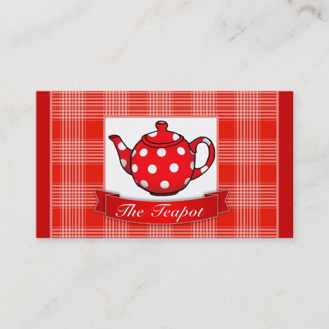 Carte De Visite Café à thé Red Polka Dot (Devant)