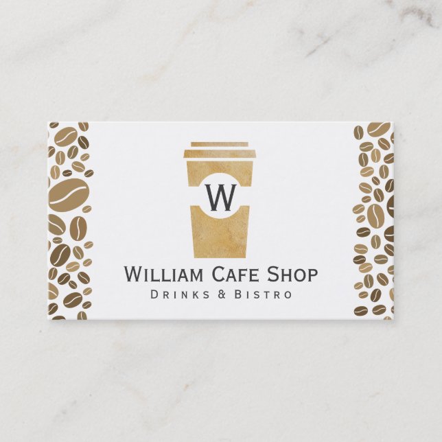 Carte De Visite Café | aller (texture brune II) Fèves de café (Devant)