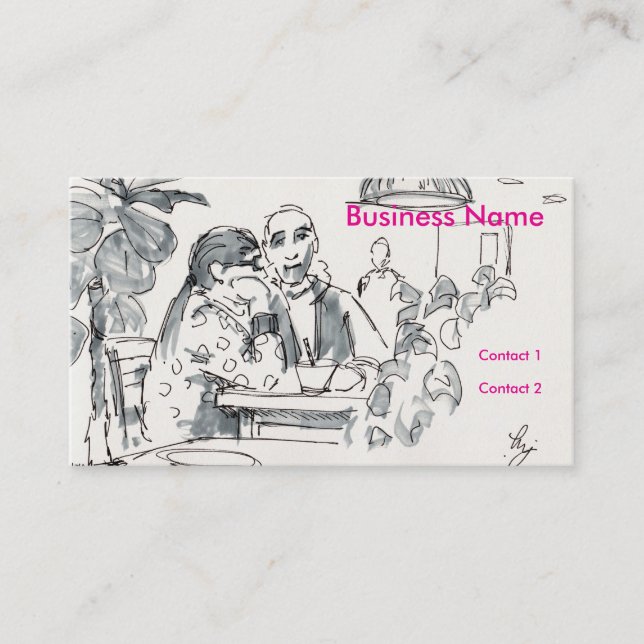 Carte De Visite Café avec dessin plante (Devant)
