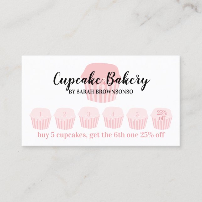 Carte De Visite Café Boulangerie Cupcake Programme de Fidélité Pun (Devant)