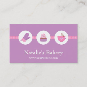 Carte De Visite Café Boulangerie Élégant de Cupcakes Modernes Rose