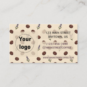 Carte De Visite Café Branding Haricots de Café Vintage et Lavande