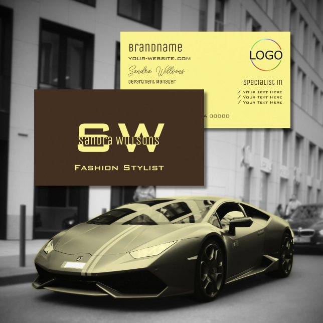 Carte De Visite Café Brown avec Monogramme et logo (Créateur téléchargé)