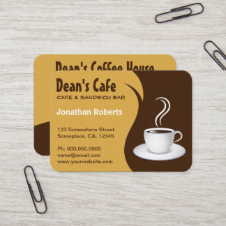 Carte De Visite Café Brown et beige élégant Café Café Grand
