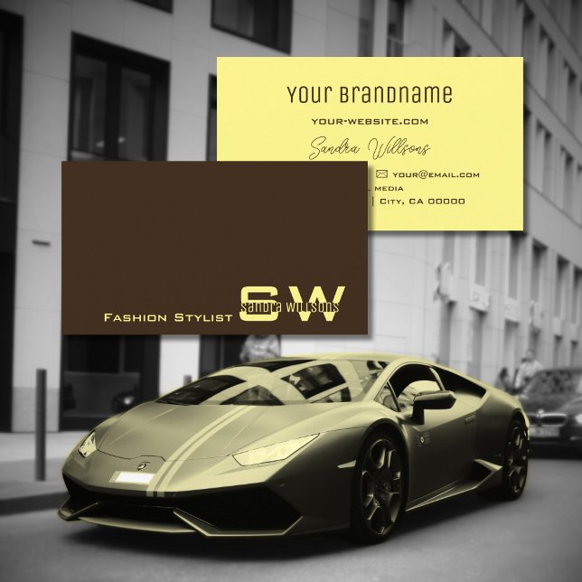 Carte De Visite Café Brown et crème avec Monogramme Simple (Créateur téléchargé)