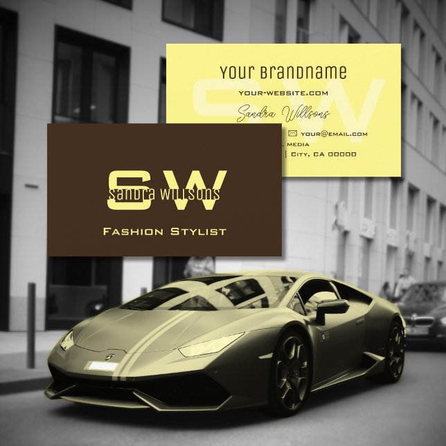 Carte De Visite Café Brown et crème simple avec Monogramme (Créateur téléchargé)