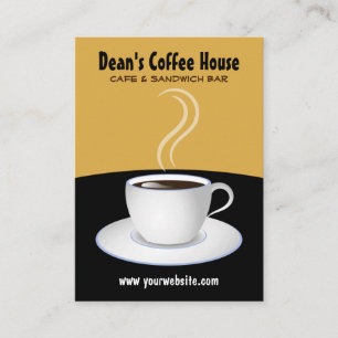 Carte De Visite Café Café noir et beige Boutique Vertical Grand