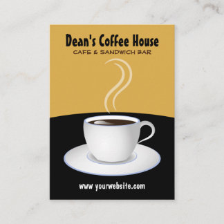 Carte De Visite Café Café noir et beige Boutique Vertical Grand