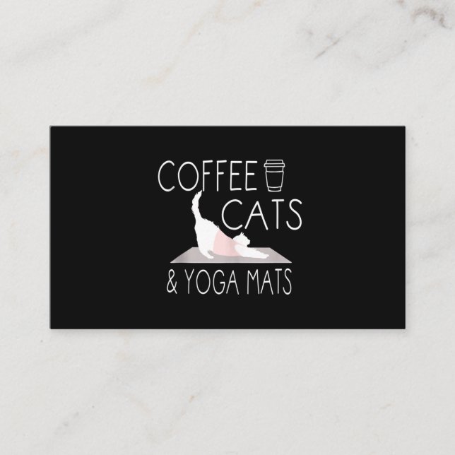 Carte De Visite Café, Chats & Mats de Yoga - Dons Amusants Yoga Ch (Devant)