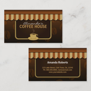 Carte De Visite Café cool Café Brown et Beige Café Store Front