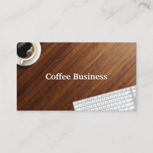 Carte De Visite Café Cup & Clavier Bois Bureau Café Boutique