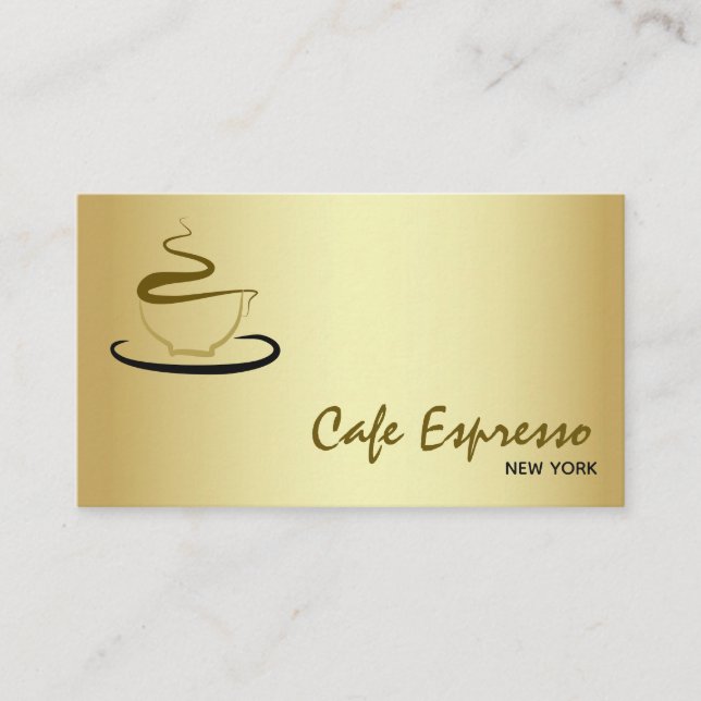 Carte De Visite Café Élégant Or (Devant)