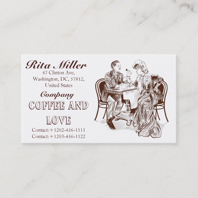 Carte De Visite Café et amour (Devant)