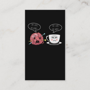 Carte De Visite Café et Crochet Lady Crocheting Humour de fils