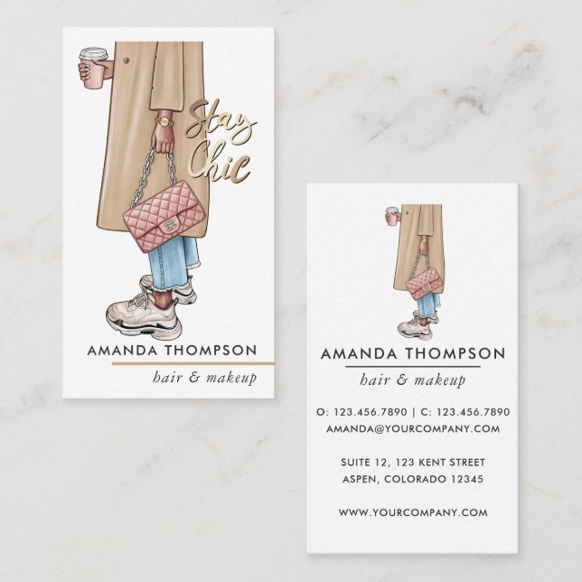 Carte De Visite Café Fille Rose Chav (Devant / Derrière)