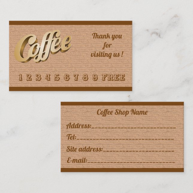 Carte De Visite Café Gold Gratuit Et Moderne De Luxe (Devant / Derrière)