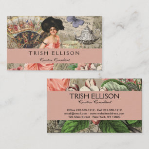 Carte De Visite Café Lady Victorian Femme Rose Classy