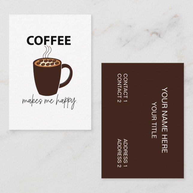 Carte De Visite Café Me Rend Heureux Café (Devant / Derrière)