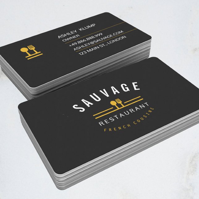 Carte De Visite Café orange de restaurant de restauration de logo (Créateur téléchargé)