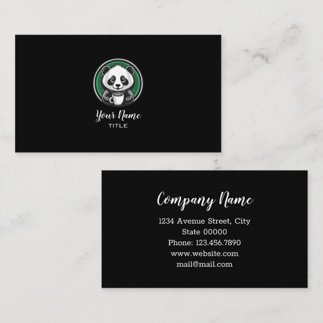 Carte de visite café ours panda (Devant / Derrière)