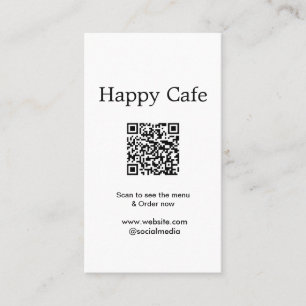 Carte De Visite Cafe restaurant scanner pour voir le menu commande