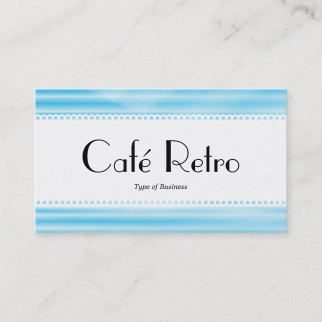 Carte De Visite Café Retro (Calcaire) - Bleu ondulé (Devant)