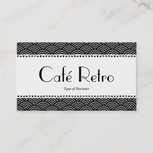Carte De Visite Café Retro (Scalloped) - Motif à échelle de poisso (Devant)