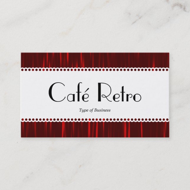 Carte De Visite Café Retro (Scalloped) - Red Streaks (Devant)