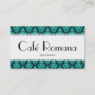Carte De Visite Café Romana (Ondé) Damassé Aqua