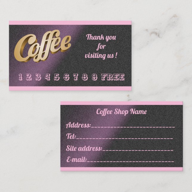 Carte De Visite Café rose Gratuit Et Moderne (Devant / Derrière)