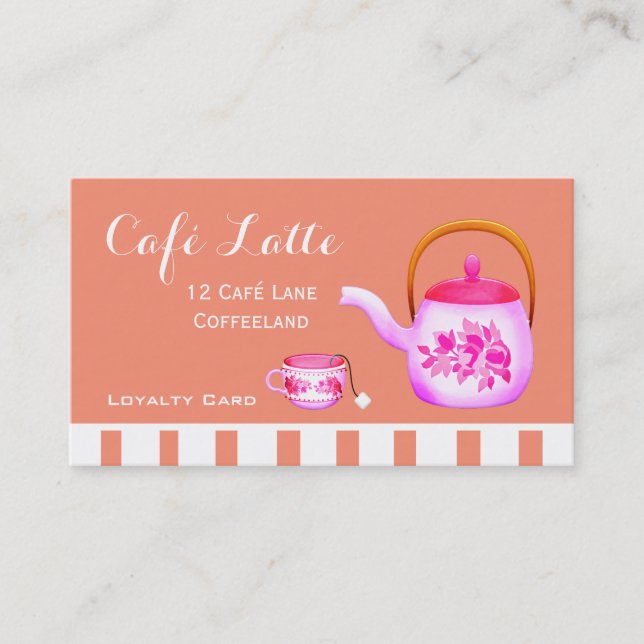 Carte De Visite Café rose moderne Loyauté Card for coffee (Devant)