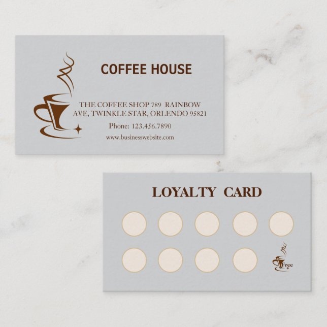 Carte De Visite Café simple moderne Shop Loyalty Card (Devant / Derrière)