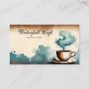 Carte De Visite Café vintage Brown et Turquoise Café Café Café Caf