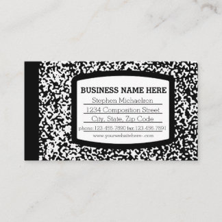 Carte De Visite Cahier de composition personnalisé noir/blanc écol
