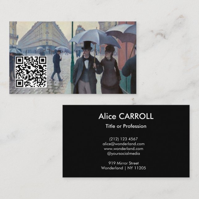 Carte De Visite Caillebotte - Rue de Paris, temps de pluie - Code  (Devant / Derrière)