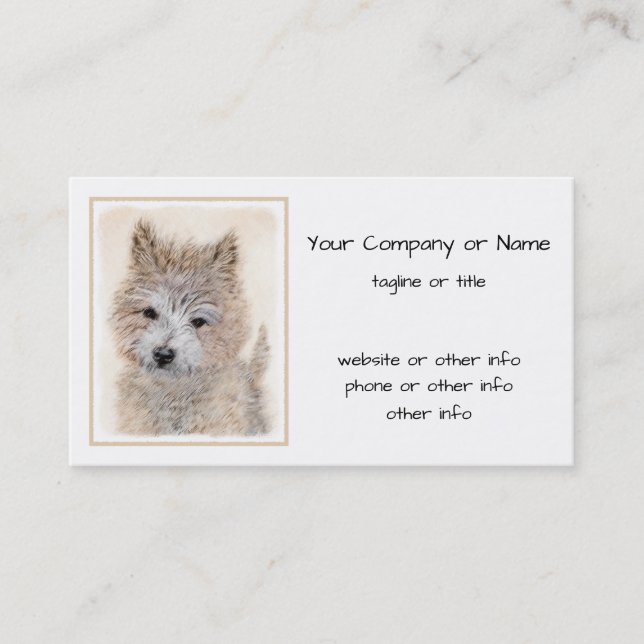 Carte De Visite Cairn Terrier Peinture Chiot - Art Chien original (Devant)