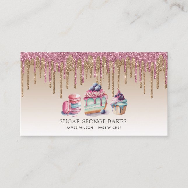 Carte De Visite Cake Cookies Cupcake Pâtisserie Parties scintillan (Devant)