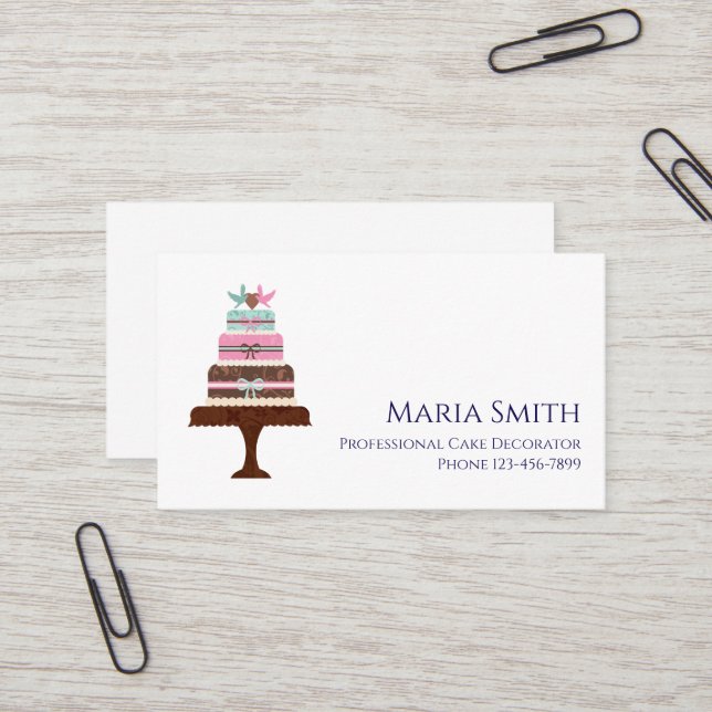 Carte De Visite Cake Decorator Baker Bakery Business Card (Devant/Arrière en situation)