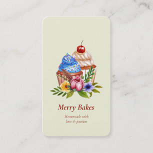 CARTE DE VISITE CAKE PATISSERIE CUPCAKE BAKERY CODE QR FLORAL