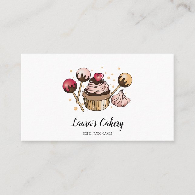 Carte De Visite Cakes & Sweets Cupcake Accueil Boulangerie Laisser (Devant)