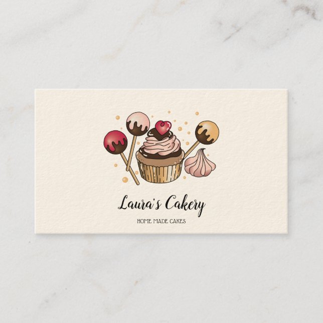 Carte De Visite Cakes & Sweets Cupcake Accueil Boulangerie Laisser (Devant)